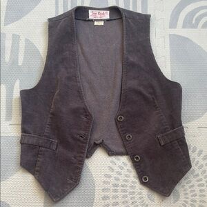 VTG Corduroy Button Vest in Dark Gray XS